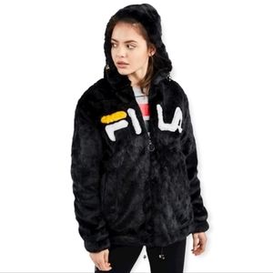 FILA Dolly Faux Fur Oversized Jacket (BLACK)
